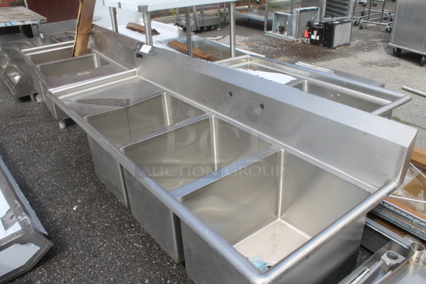 BRAND NEW SCRATCH AND DENT! Universal M-3N162014-LDI8 Stainless Steel Commercial 3 Bay Sink w/ Left Side Drain Board. No Legs. Bays 16x20x14. Drain Board 16x22 - Image 3 of 4