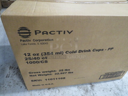 One Case Of Pactiv 12oz Cold Drink Cups. #11011168