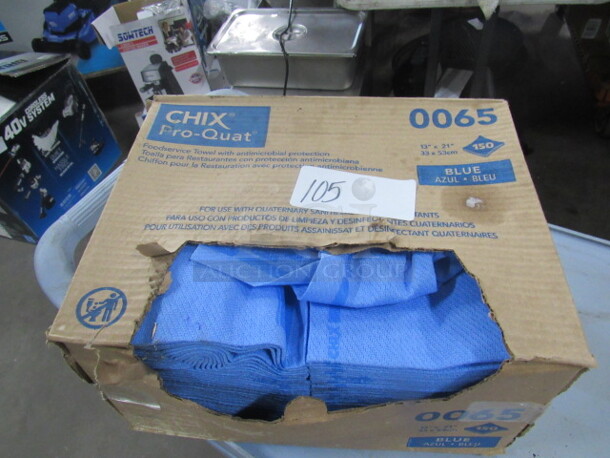 One Open Box Of 13X21 Blue Towels. #0065