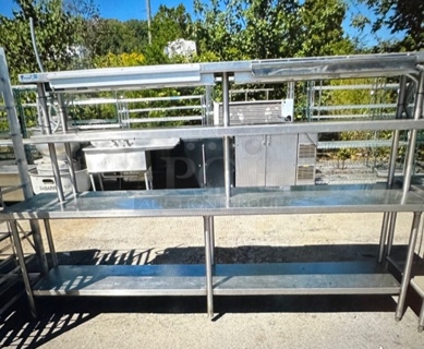 One Stainless Steel Table With SS Under Shelf, 2 SS Over Shelves, 2-36 Inch Ticket Rails, And  2 Hatco Food Warmers #grah-42. 208 Volt. 1 Phase. 108X24X66 
