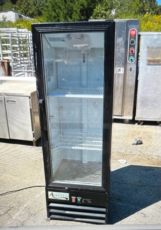 One WORKING Avantco 1 Door Glass Door Cooler With 2 Racks. Model# 178GDC 10HCB. 115 Volt. 21X22X63