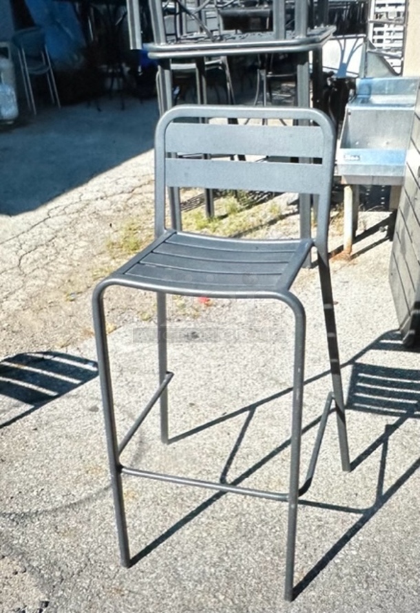 Brown Aluminum Bar Height Patio Chair. 2XBID - Image 1 of 1