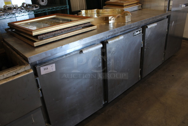 Leader Model NSFB 72S/C Stainless Steel Commercial 3 Door Undercounter Cooler on Commercial Casters. 115 Volts, 1 Phase. 72x32x35. Tested and Working! - Image 2 of 6