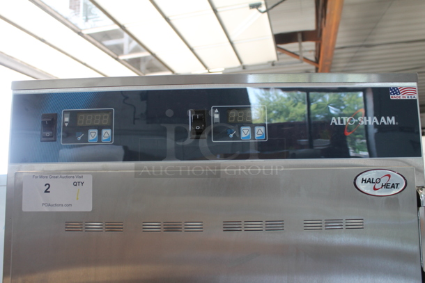 BRAND NEW! 2022 Alto Shaam 1200-UPS Commercial Stainless Steel Electric Double Deck Heating Holding Cabinet With Pan Racks on Commercial Casters. 120 V, 1 Phase. Tested and Working!   - Image 2 of 9