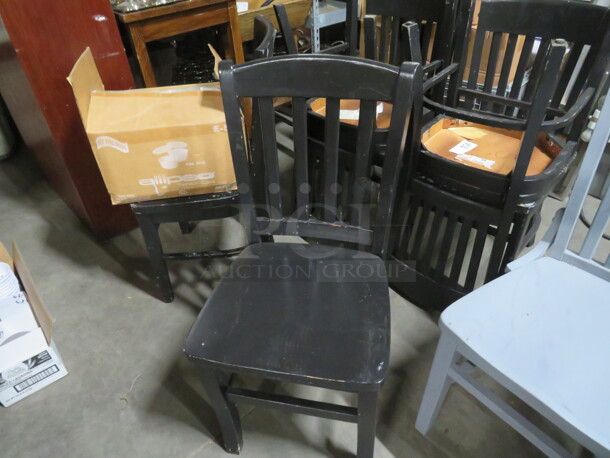 Wooden Chair Painted Black. 2XBID