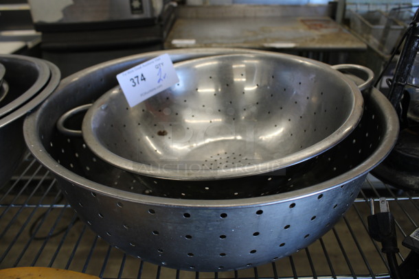 2 Various Metal Colanders. 16x16x5.5, 16x13x5. 2 Times Your Bid!