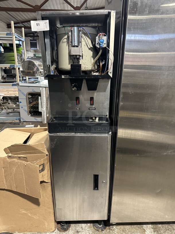Hoshizaki DCM-270BAH-OS Stainless Steel Commercial Ice Machine on Hoshizaki SD-270 Cabinet Stand. 115-120 Volts, 1 Phase. 
