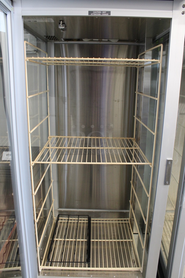 Hatco Model PFST-1X Stainless Steel Commercial Heated Single Door Reach In Merchandiser w/ Poly Rack on Commercial Casters. 120 Volts, 1 Phase. 24.5x24x70. Tested and Working! - Image 4 of 5