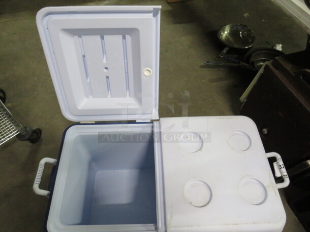 One Rubbermaid Wheeled Cooler With A Dual Flip Lid. - Image 2 of 2