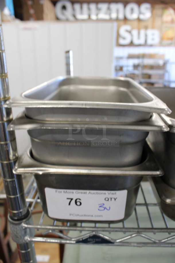 3 Stainless Steel 1/3 Size Drop In Bins. 1/3x4, 1/3x6. 3 Times Your Bid!