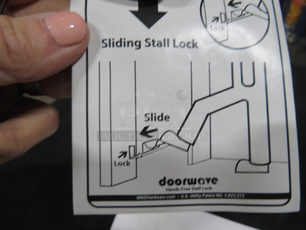 One NEW Hands Free Stall Lock With Hardware By Monroe.  - Image 2 of 2