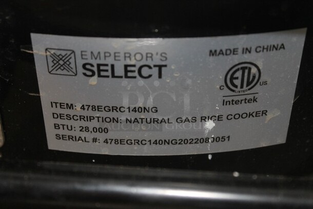 BRAND NEW SCRATCH AND DENT! Emperor's Select 478EGRC140NG Metal Commercial Countertop Natural Gas Powered Rice Cooker. 28,000 BTU. Tested and Working! - Image 6 of 10