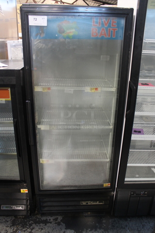 True GDM-12 Metal Commercial Single Door Reach In Cooler Merchandiser w/ Poly Coated Racks. 115 Volts, 1 Phase. Tested and Working!