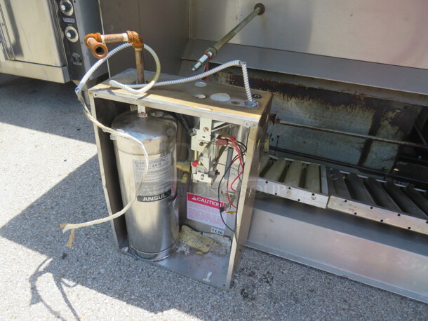 One Aerolator Stainless Steel Hood System With Filters, Lights, Piping, And Ansul Tank And Box. #ASW2. 108X48X24 - Image 4 of 5
