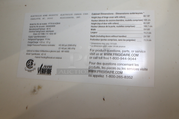 Electrolux FFTR1814QB4A Metal Cooler Freezer Combo. 115 Volts, 1 Phase. Tested and Powers On But Does Not Get Cold - Image 5 of 5