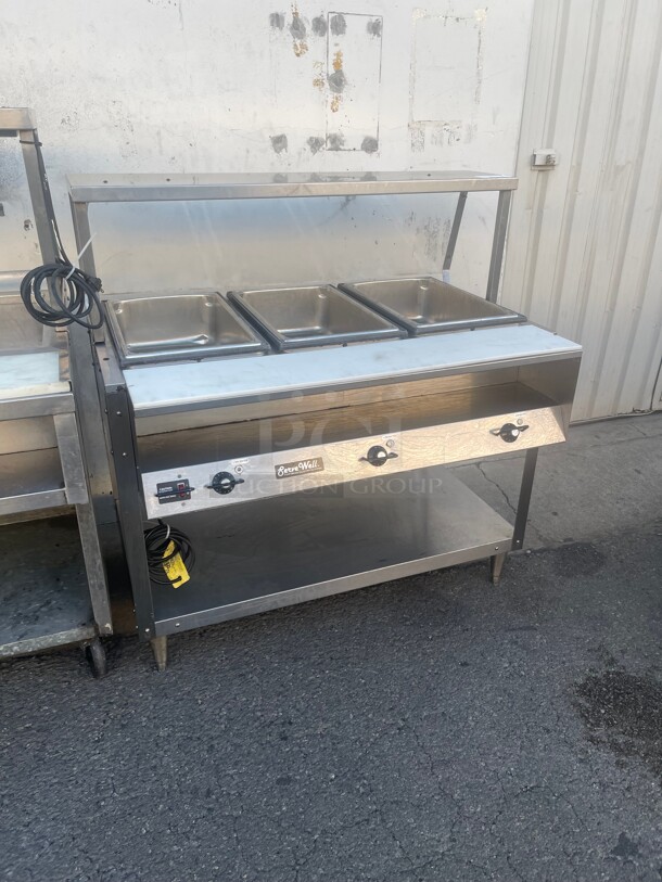 New! Vollrath 38003 46 inch Commercial Hot Food Table w/ (3) Wells & Cutting Board, 120v NSF Tested and Working! - Image 3 of 8