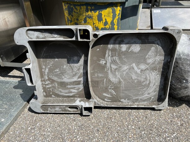Gray Poly Bottom Piece of Cleaning Cart on Commercial Casters. 22x35x9