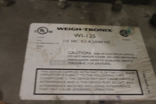 Weigh-Tronix WI-125 Metal Commercial Floor Style Scale. 115 Volts, 1 Phase.  - Image 5 of 5
