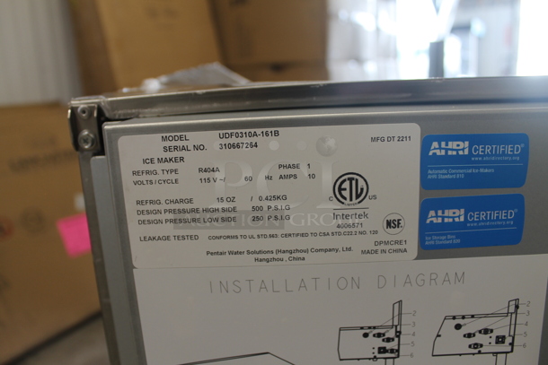 BRAND NEW SCRATCH AND DENT! 2022 Manitowoc UDF0310A-161B NEO Stainless Steel Commercial Self Contained Undercounter Dice Cube Ice Machine with 119 lb. Bin. 115 Volts, 1 Phase. - Image 9 of 10