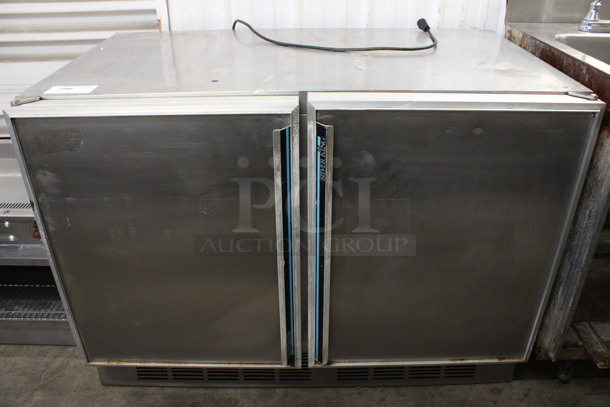 Silver King Model SKRB48 Stainless Steel Commercial 2 Door Undercounter Cooler. 115 Volts, 1 Phase. 47x28.5x34. Tested and Powers On But Temps at 47 Degrees 