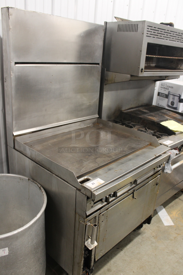 Jade Range Commercial Stainless Steel Natural Gas Powered Griddle Range With CONVECTION Oven With Pan Racks On Commercial Casters. - Image 2 of 10