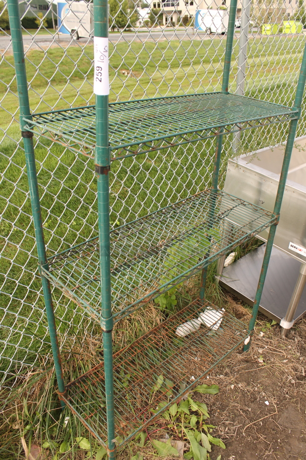 Green Finish 4 Tier Wire Shelving Unit. BUYER MUST DISMANTLE. PCI CANNOT DISMANTLE FOR SHIPPING. PLEASE CONSIDER FREIGHT CHARGES. - Image 2 of 2