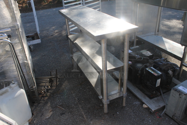 Commercial Stainless Steel Work Table With Two Undershelves On Galvanized Legs. - Image 3 of 3
