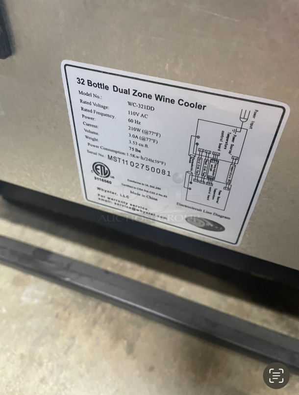 Whynter 32 Bottle Dual Zone Wine Cooler/ Brand New, dent on the top - Image 3 of 3