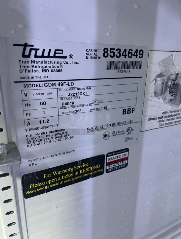 True 2 Door Glass Freezer/ Tested And Works Great  - Image 5 of 6