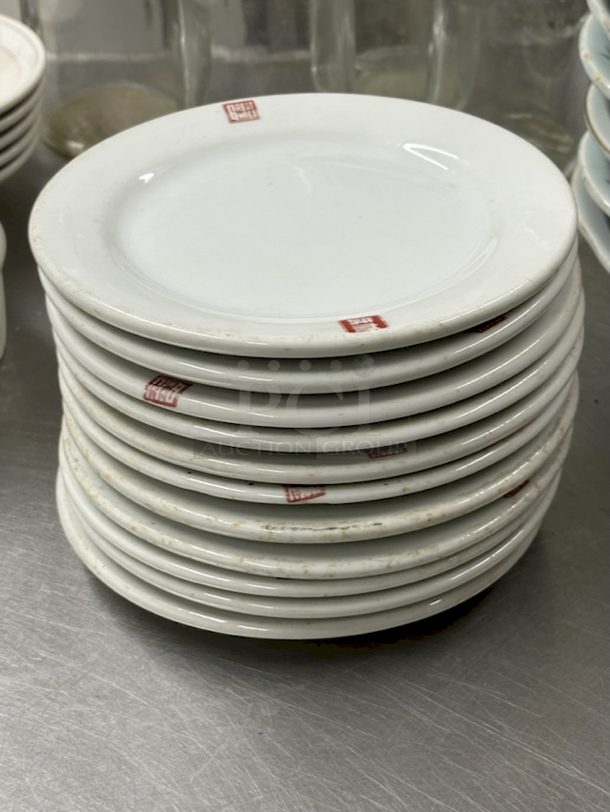 Stack of 7" White China Plates. 11x Your Bid - Image 1 of 1