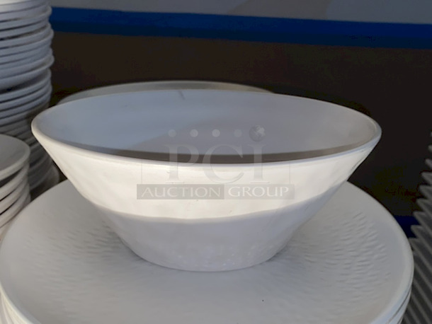 BEAUTIFUL!! World Bell Melamine 8” Round Noodle Bowls, White, Textured. 16 Your Bid - Image 2 of 4