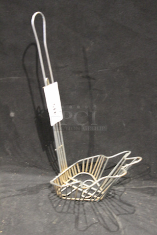 HOLY GUACAMOLE! Steel Taco Salad Shell Fry Basket, Nickel-Plated Stainless.  9 1/4" x 8 1/2" x 4 5/8" (18" to top of handle). 