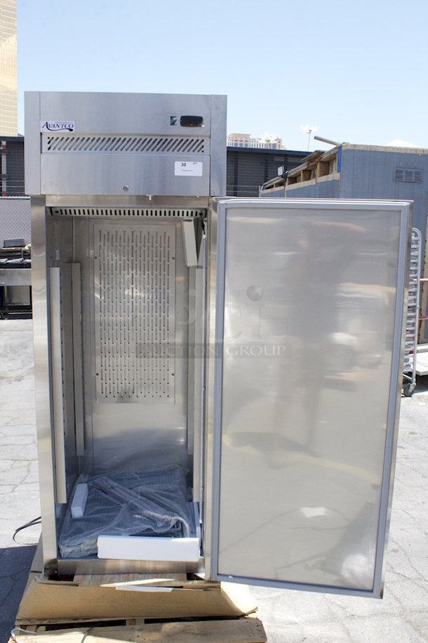 BRAND NEW SCRATCH & DENT! Avantco Z1-R-HC 29" Solid Door Stainless Steel Reach-In Refrigerator. Un-able to test. No Power Cord or On/Of Switch.
 - Image 6 of 10