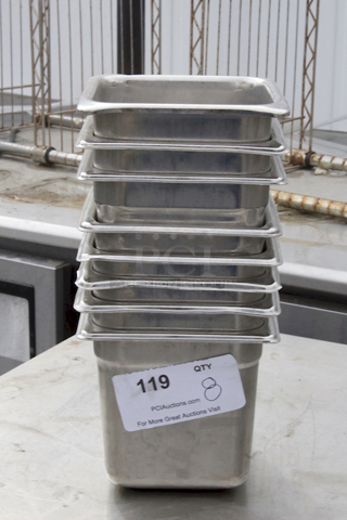 Stainless Steel 1/6 Pans x 6". 7x Your Bid. 