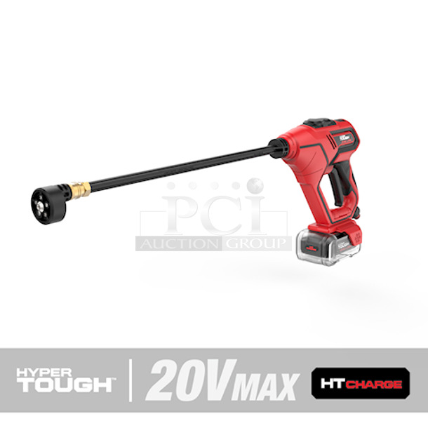 Hyper Tough HT19-401-003-25 20V Max Cordless 320 PSI Portable Power Cleaner. Pull Water From Any Fresh Water Source With 20ft Hose Or Use Quick House Connection In The Yard. 