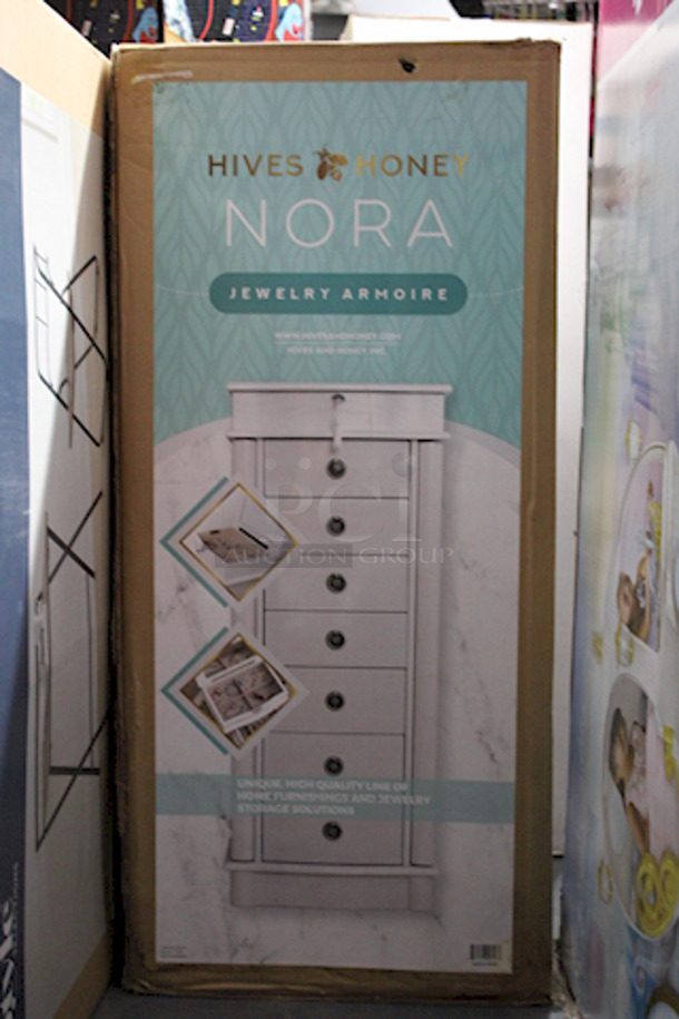 Hives and Honey Nora Standing Jewelry Armoire Jewelry Chest- White
 - Image 4 of 6