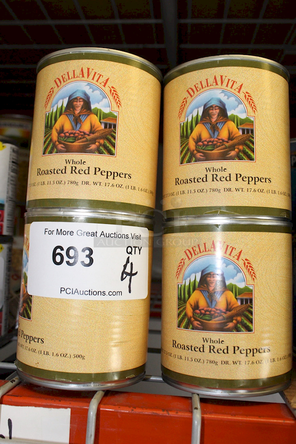 DellAVita Whole Roasted Red Peppers - 1Lb. 11-1/2oz Cans. 4x Your Bid - Image 1 of 1