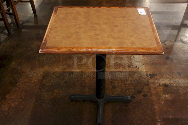 SOLID! High Quality Wood table Top With Cast Iron Base. 
24x30x29-1/2