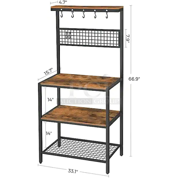 OUTSTANDING! Bunn Coffee Bar - Includes: Bunn 04275.0031 VPS 12 Cup Pourover Coffee Brewer with 3 Warmers - 120V (MODEL: VPS, BLK-LTD SW), 2 Coffee Decanters, 4 Glass Coffee Cups, Filters, Mind Reader Acrylic 9 Compartment Condiment Organizer, Black, FL310 Bakers Rack, Coffee Bar, Kitchen Storage Shelf Rack with Space For 10 Hooks, 3 Shelves, Adjustable Feet, for Microwave Oven. Combined Value of $850  - Image 5 of 8