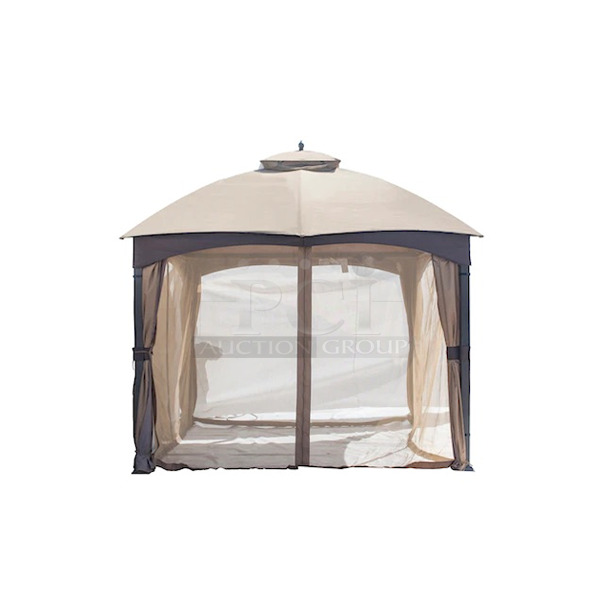 BEAUTIFUL! Allen + Roth 12ft x 10ft Metal Screened Gazebo - Brown.  - Image 10 of 12