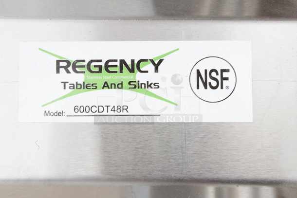 BRAND NEW SCRATCH & DENT! Regency 16 Gauge 4' Clean Dish Table - Image 8 of 8