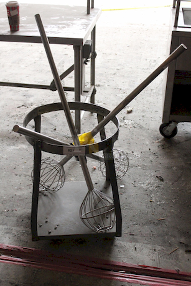 NICE! Hobart 60qt Mixing Bowl Cart With (3) Wire Whisks. 4 Times Your Bid - Image 1 of 3