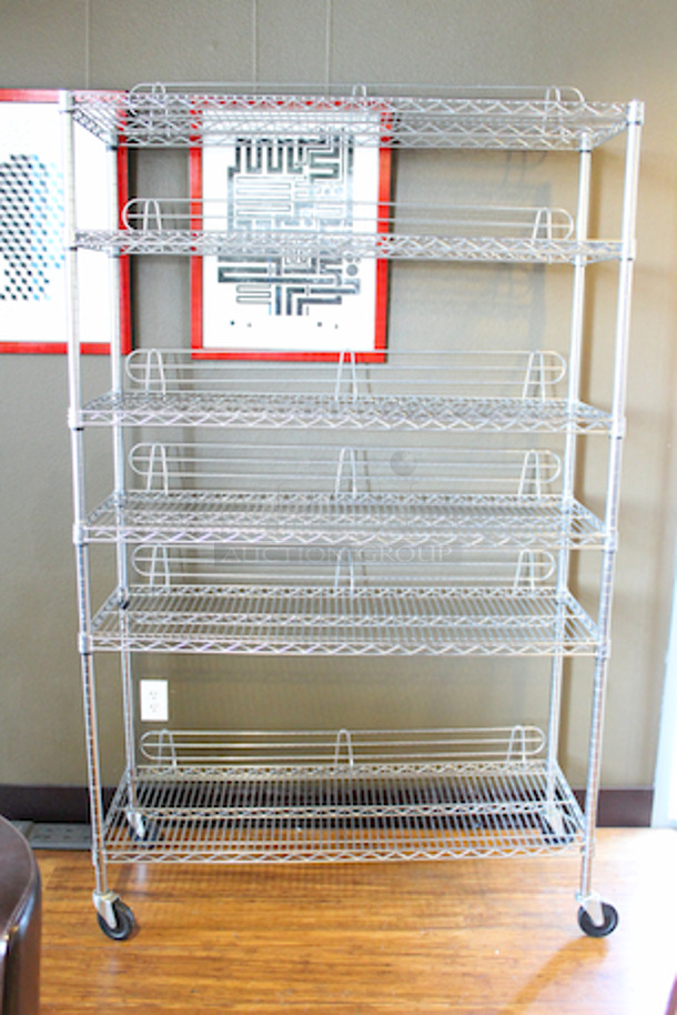 AWESOME! Chrome Plated Metro Racks On Commercial Casters. 48x18x77