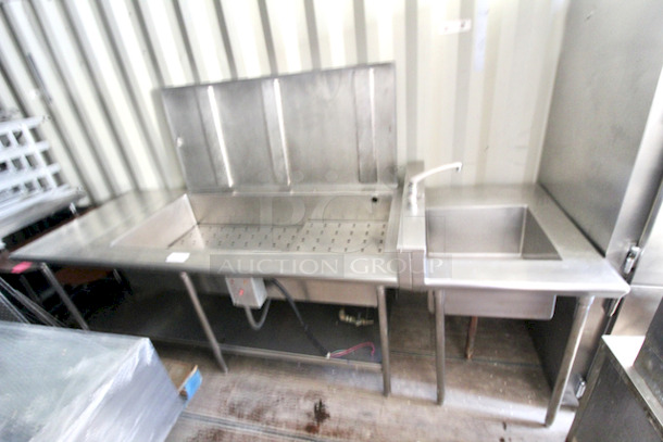 COMBINATION! Work Table / Baine Marie With Attached Sink. Includes Stainless Steel Cover Allows Use As Table Or Hot Well, Natural Gas.  117x39x42 - Image 3 of 4