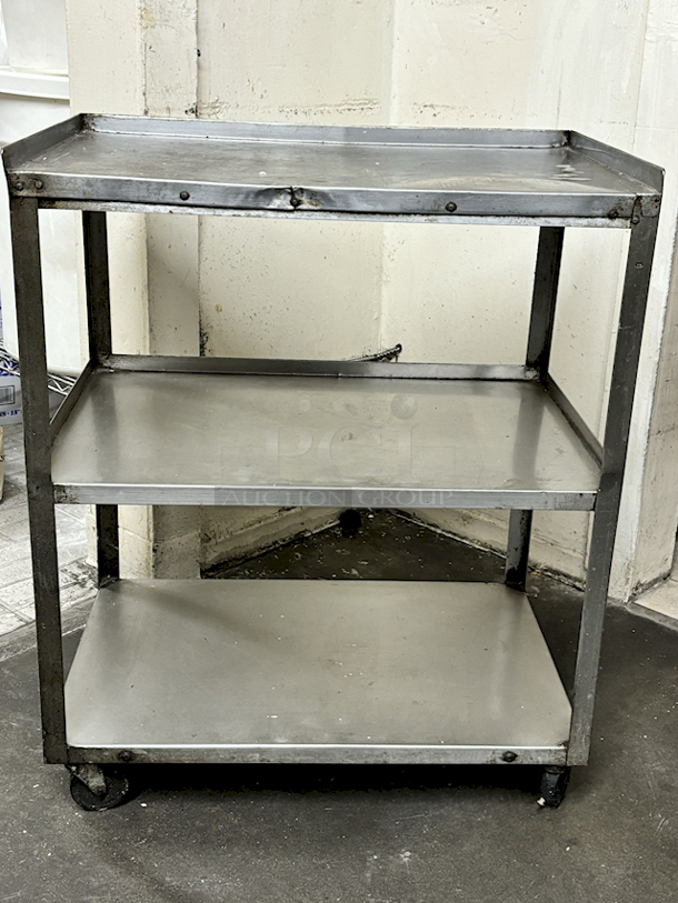 Equipment Stand With Double Under-Shelf Storage On Commercial Casters, Stainless Steel.  - Image 2 of 5