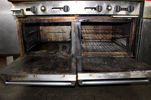 IN GREAT CONDITION! American Range AR-36G-2B-NG 48" 2 Burners & 36" Griddle Heavy-Duty Restaurant Range with 2 Standard Ovens & Adjustable Bullet Feet - Natural Gas 178,000 BTU - Image 5 of 5