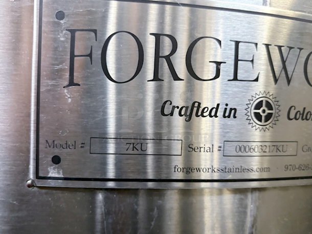BRAND NEW/NEVER FIRED Forgeworks Stainless Steel 7 Barrel (320 Gallon) Franken Kettle-Whirlpool Combo Model 7KU With Midco Economite Burner (Natural & Propane Compatible) And Keyway. Uninsulated, Single Wall, Gas Fired. Certified Never Used. 48x71 - Image 10 of 11