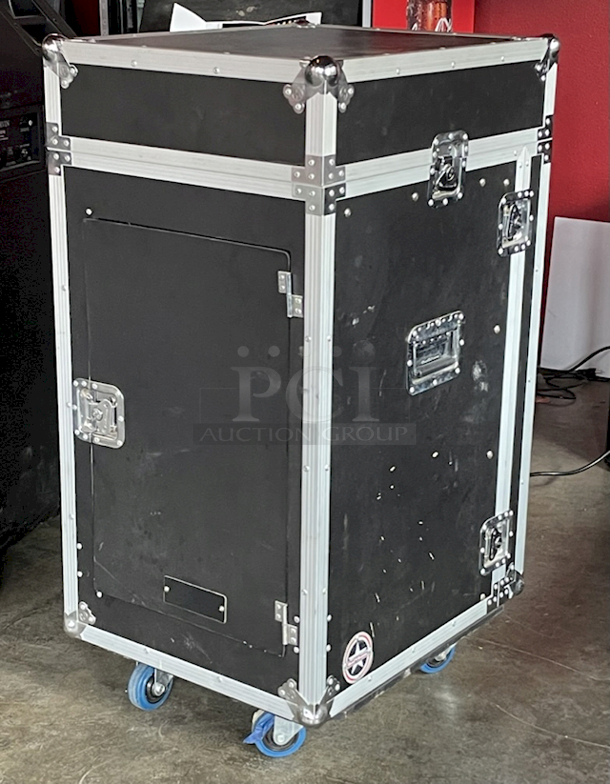 LIKE NEW! Road Runner 11MRR16UC Slant Mixer Rack Console, 16 Space With High Grade Commercial Casters  - Image 1 of 7