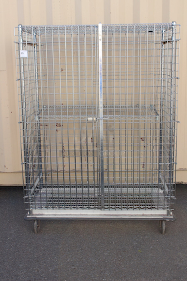 SECURE! Mobile Stainless Steel Wire Security Cage On Commercial Casters. 25x46x65-1/2 - Image 3 of 5