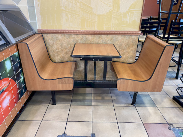AMAZING! Plymold Attached Booth Seating. 69"x24"x35-1/2"  Tabletop - 24"x23" - Image 6 of 6